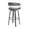 Armen Living Topanga 30.5" Swivel Black Wood Bar Stool in Gray Faux Leather with Golden Bronze Metal LCTOBABLKGRY30 - alternate 4